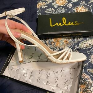 Lulu strap white heels